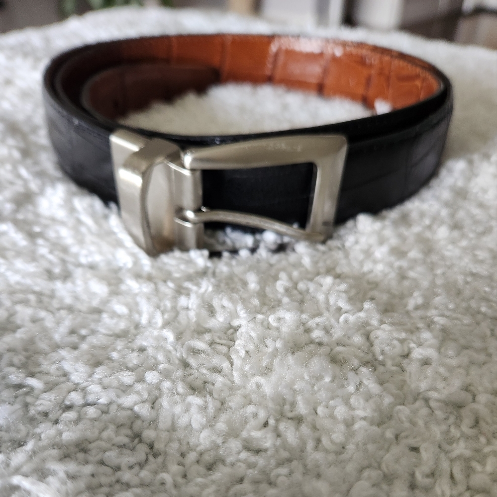 Black and Brown reversible Croc belt